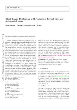 Blind Image Deblurring with Unknown Kernel Size and Substantial Noise