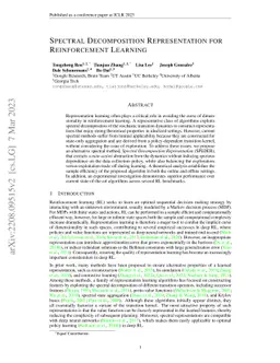 Spectral Decomposition Representation for Reinforcement Learning