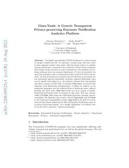 Glass-Vault: A Generic Transparent Privacy-preserving Exposure
  Notification Analytics Platform