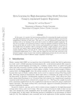 Meta Learning for High-dimensional Ising Model Selection Using
  $\ell_1$-regularized Logistic Regression