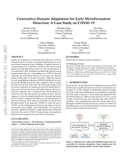 Contrastive Domain Adaptation for Early Misinformation Detection: A Case
  Study on COVID-19
