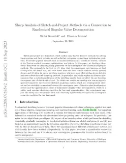 Sharp Analysis of Sketch-and-Project Methods via a Connection to
  Randomized Singular Value Decomposition