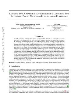 Looking For A Match: Self-supervised Clustering For Automatic Doubt
  Matching In e-learning Platforms