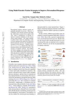 Using Multi-Encoder Fusion Strategies to Improve Personalized Response
  Selection