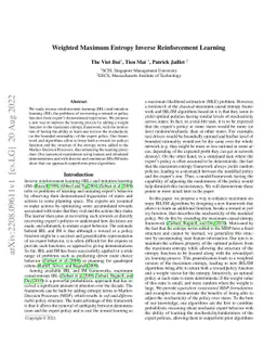 Weighted Maximum Entropy Inverse Reinforcement Learning