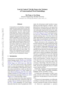 Lost in Context? On the Sense-wise Variance of Contextualized Word
  Embeddings