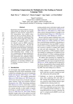 Combining Compressions for Multiplicative Size Scaling on Natural
  Language Tasks