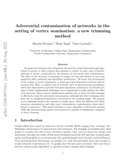 Adversarial contamination of networks in the setting of vertex
  nomination: a new trimming method