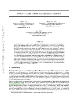 Robust Tests in Online Decision-Making