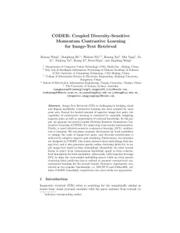 CODER: Coupled Diversity-Sensitive Momentum Contrastive Learning for
  Image-Text Retrieval