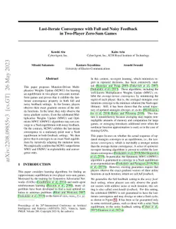 Last-Iterate Convergence with Full and Noisy Feedback in Two-Player
  Zero-Sum Games