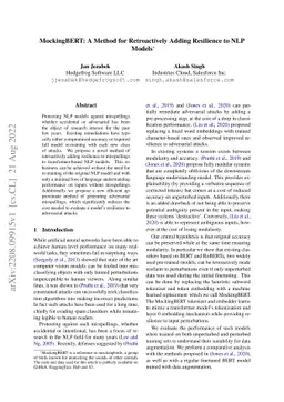 MockingBERT: A Method for Retroactively Adding Resilience to NLP Models