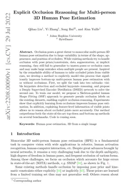 Explicit Occlusion Reasoning for Multi-person 3D Human Pose Estimation