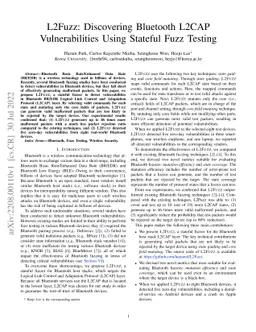 L2Fuzz: Discovering Bluetooth L2CAP Vulnerabilities Using Stateful Fuzz
  Testing