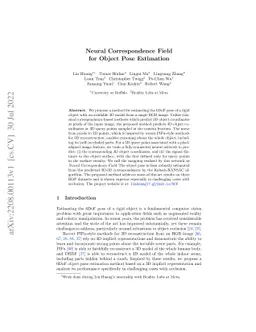 Neural Correspondence Field for Object Pose Estimation