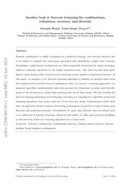 Another look at forecast trimming for combinations: robustness, accuracy
  and diversity