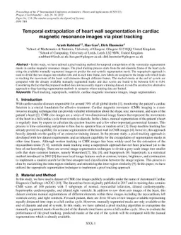 Temporal extrapolation of heart wall segmentation in cardiac magnetic
  resonance images via pixel tracking
