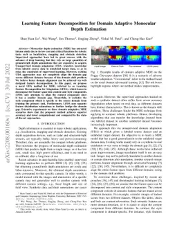 Learning Feature Decomposition for Domain Adaptive Monocular Depth
  Estimation