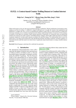 ELF22: A Context-based Counter Trolling Dataset to Combat Internet
  Trolls