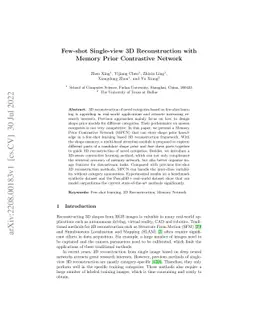 Few-shot Single-view 3D Reconstruction with Memory Prior Contrastive
  Network