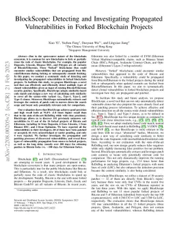 BlockScope: Detecting and Investigating Propagated Vulnerabilities in
  Forked Blockchain Projects