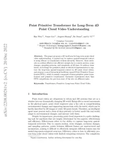 Point Primitive Transformer for Long-Term 4D Point Cloud Video
  Understanding