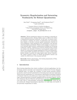 Symmetry Regularization and Saturating Nonlinearity for Robust
  Quantization