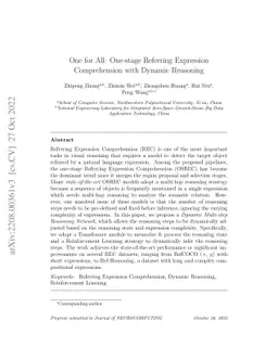 One for All: One-stage Referring Expression Comprehension with Dynamic
  Reasoning
