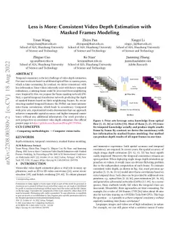 Less is More: Consistent Video Depth Estimation with Masked Frames
  Modeling