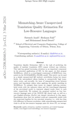 Mismatching-Aware Unsupervised Translation Quality Estimation For
  Low-Resource Languages