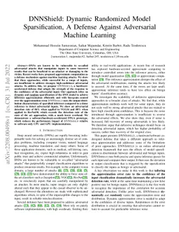 DNNShield: Dynamic Randomized Model Sparsification, A Defense Against
  Adversarial Machine Learning