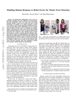 Modeling Human Response to Robot Errors for Timely Error Detection