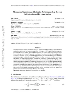 Momentum Transformer: Closing the Performance Gap Between Self-attention
  and Its Linearization