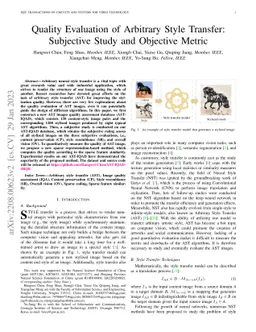 Quality Evaluation of Arbitrary Style Transfer: Subjective Study and
  Objective Metric