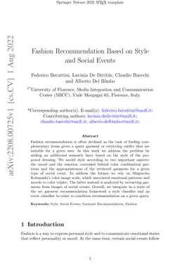 Fashion Recommendation Based on Style and Social Events