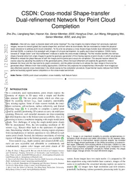 CSDN: Cross-modal Shape-transfer Dual-refinement Network for Point Cloud
  Completion