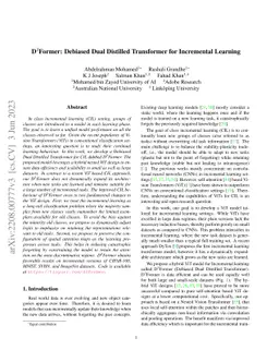 D3Former: Debiased Dual Distilled Transformer for Incremental Learning