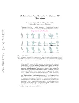 Skeleton-free Pose Transfer for Stylized 3D Characters