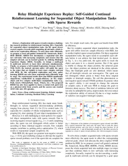 Relay Hindsight Experience Replay: Self-Guided Continual Reinforcement
  Learning for Sequential Object Manipulation Tasks with Sparse Rewards