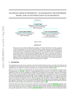 Learning from flowsheets: A generative transformer model for
  autocompletion of flowsheets