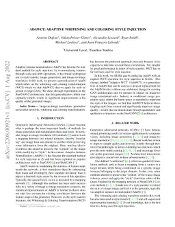 AdaWCT: Adaptive Whitening and Coloring Style Injection