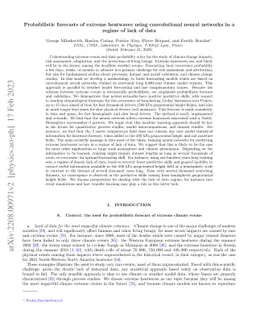 Probabilistic forecasts of extreme heatwaves using convolutional neural
  networks in a regime of lack of data