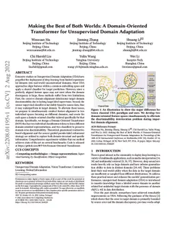 Making the Best of Both Worlds: A Domain-Oriented Transformer for
  Unsupervised Domain Adaptation