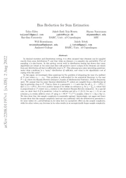 Bias Reduction for Sum Estimation