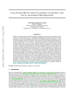 Late Fusion Multi-view Clustering via Global and Local Alignment
  Maximization