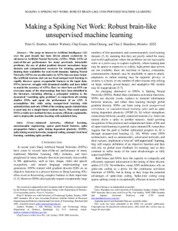 Making a Spiking Net Work: Robust brain-like unsupervised machine
  learning