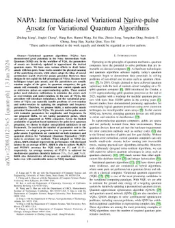 NAPA: Intermediate-level Variational Native-pulse Ansatz for Variational
  Quantum Algorithms
