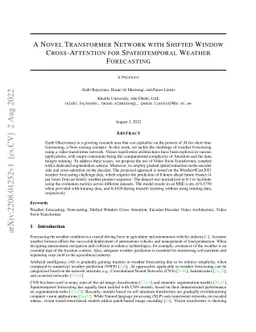 A Novel Transformer Network with Shifted Window Cross-Attention for
  Spatiotemporal Weather Forecasting