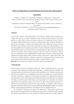 Joint Learning-based Causal Relation Extraction from Biomedical
  Literature