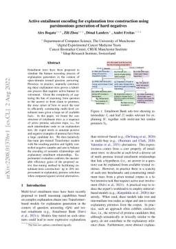 Active entailment encoding for explanation tree construction using
  parsimonious generation of hard negatives